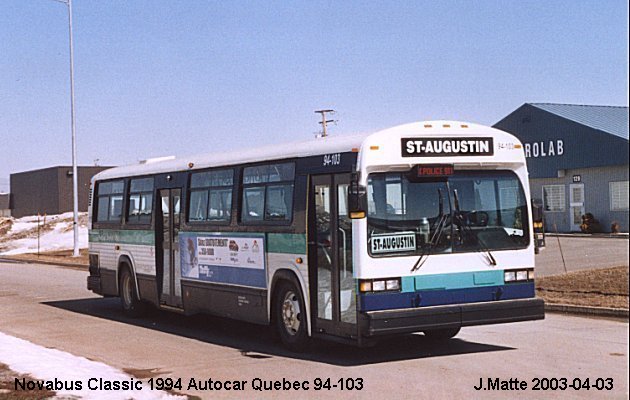 BUS/AUTOBUS: Novabus Classic 1994 Autocar Quebec