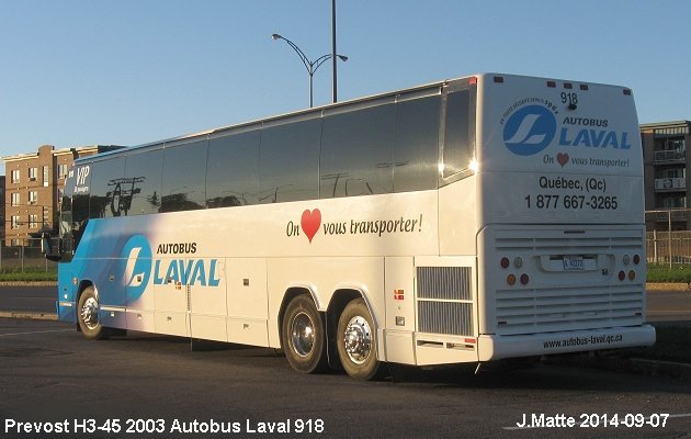 BUS/AUTOBUS: Prevost H3-45 2003 Autobus Laval