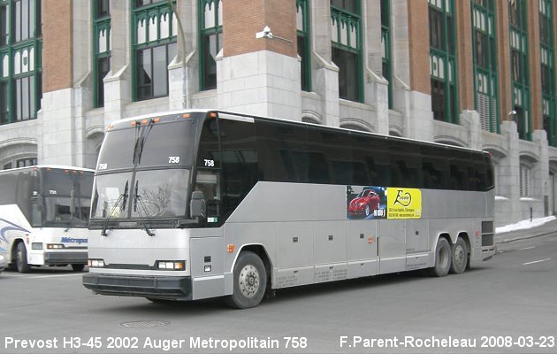 BUS/AUTOBUS: Prevost H3-45 2002 Auger Metropolitain