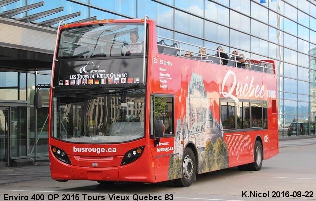 BUS/AUTOBUS: Alexander-Dennis Enviro 400 OP 2015 Tours Vieux Quebec