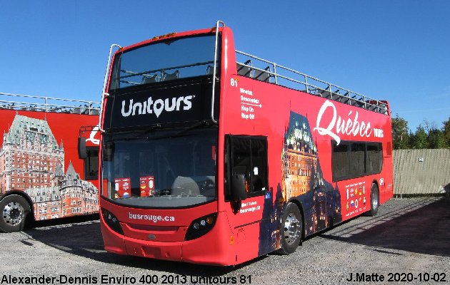 BUS/AUTOBUS: Alexander-Dennis Enviro 400 2013 Tours Vieux Quebec